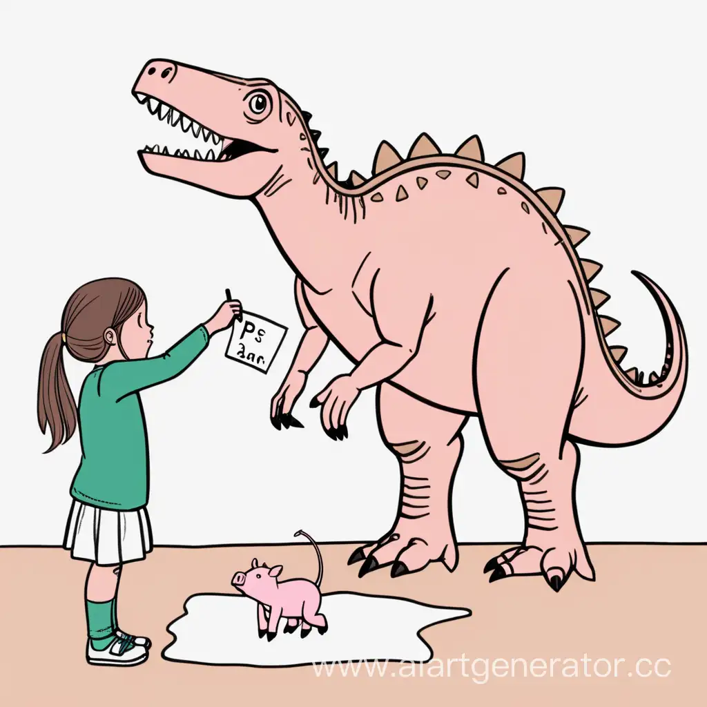 Dinosaur-Stands-Over-Girl-DLRM-Holding-Pig-on-P5-Floor