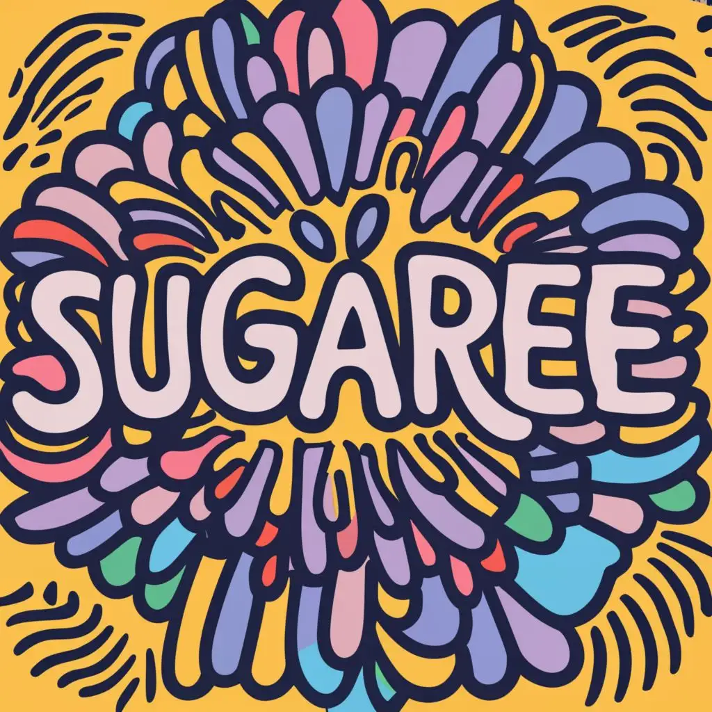 logo, ROUND TIE DYE, with the text "SUGAREE", typography, be used in Real Estate industry