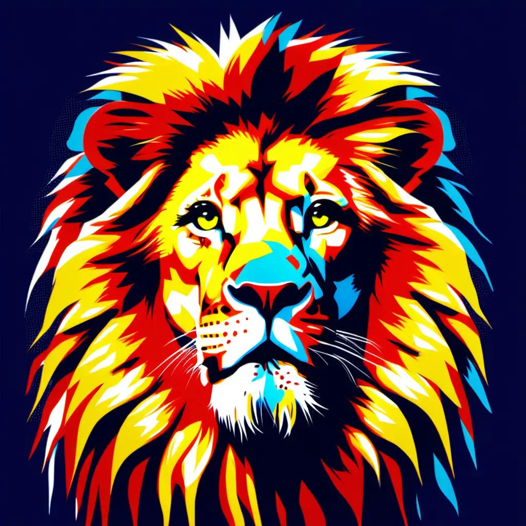 Vibrant Pop Art Lion Illustration