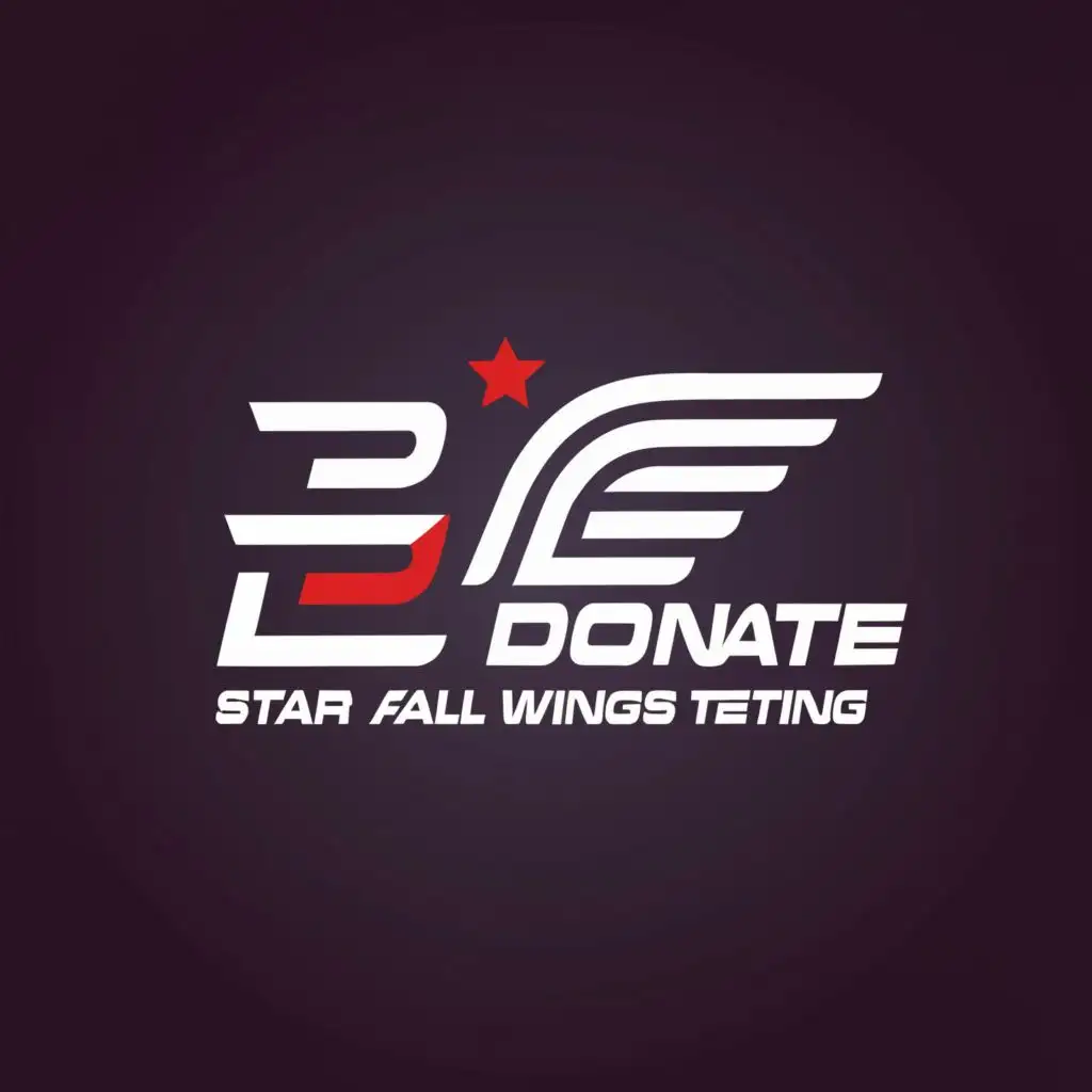 a logo design,with the text "Pls Donate 2 Star Fall Wings Testing", main symbol:Flying,Moderate,clear background