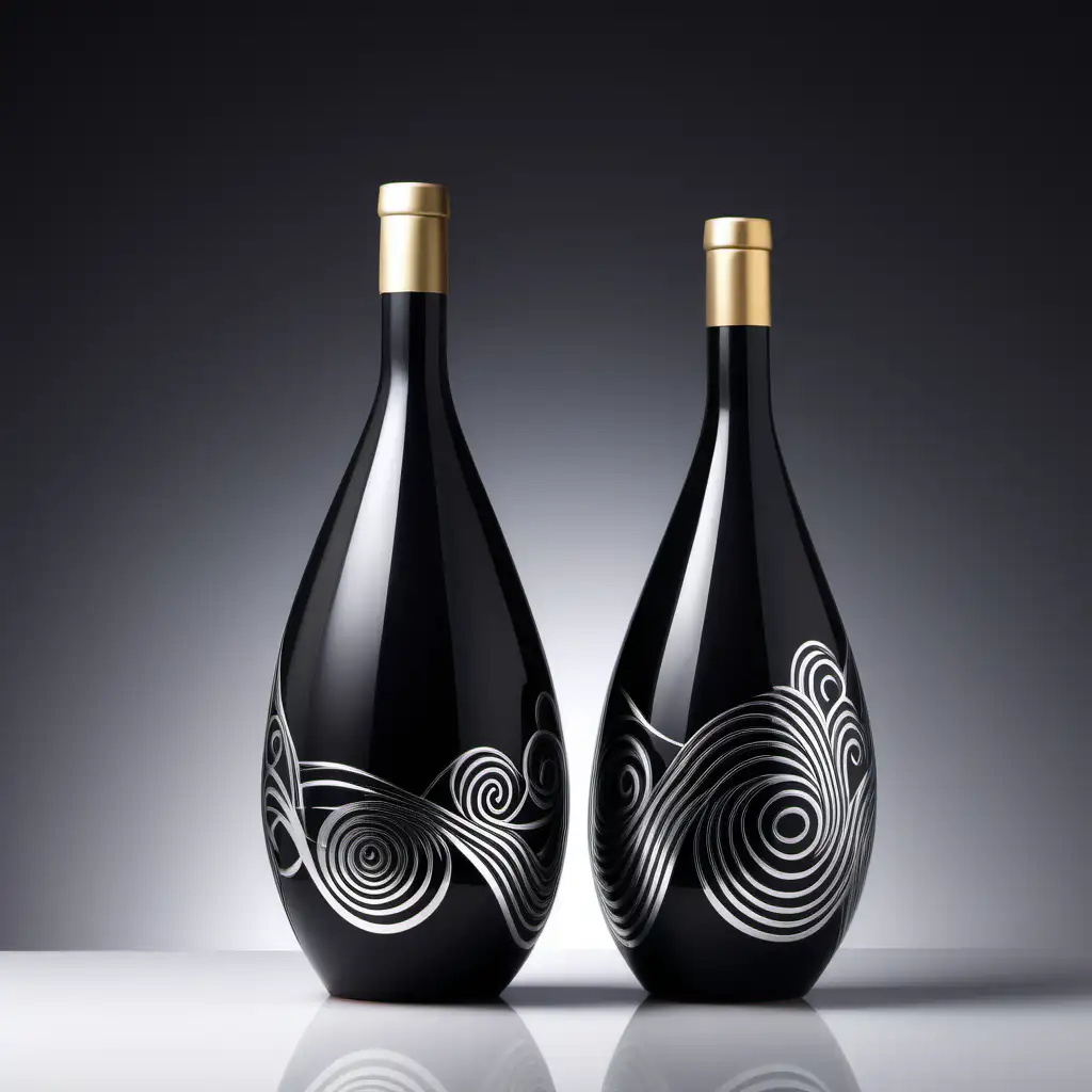Luxurious Ulva Jiu Wine Bottle with Abstract Patterns