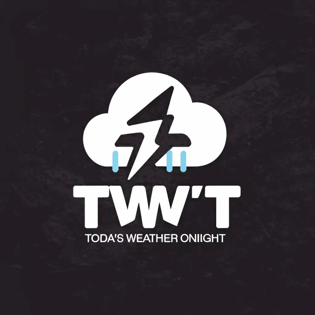 a logo design,with the text "Today's Weather Tonight", main symbol:cloud with lightning and TWT,Moderate,be used in Entertainment industry,clear background