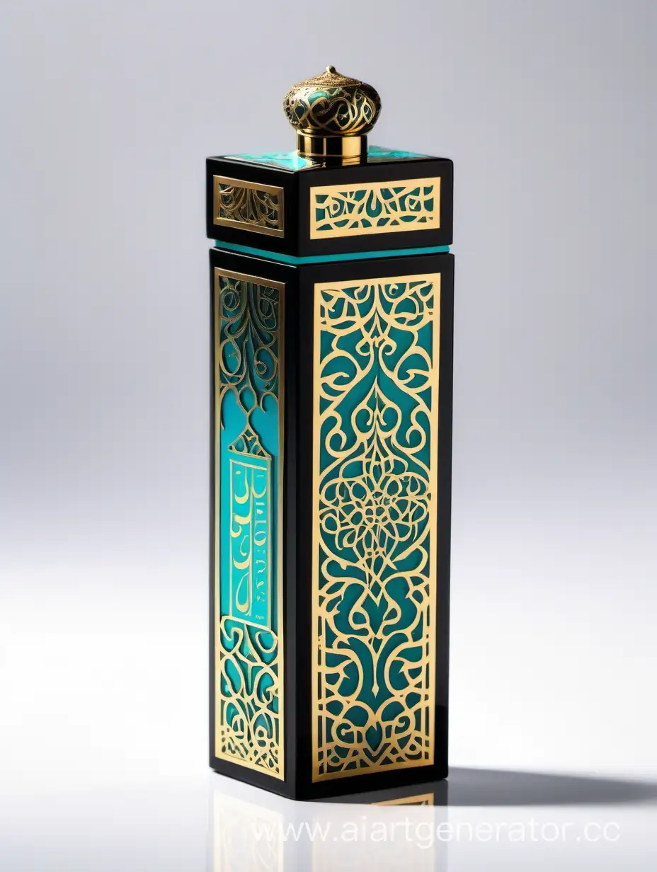 Elegant-Black-and-Gold-Luxury-Perfume-Box-with-Arabic-Calligraphy-on-White-Background