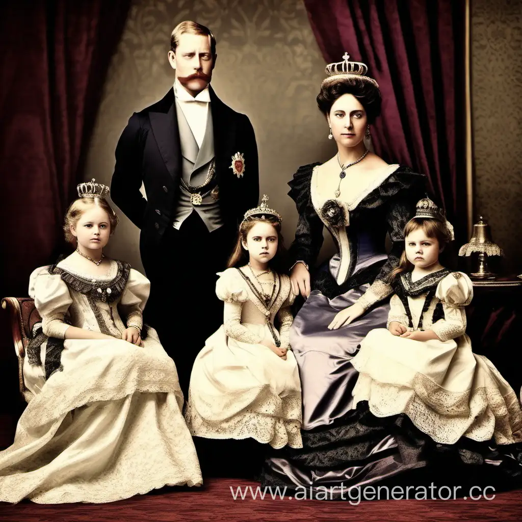 Victorian-Royal-Family-in-Elegant-Attire