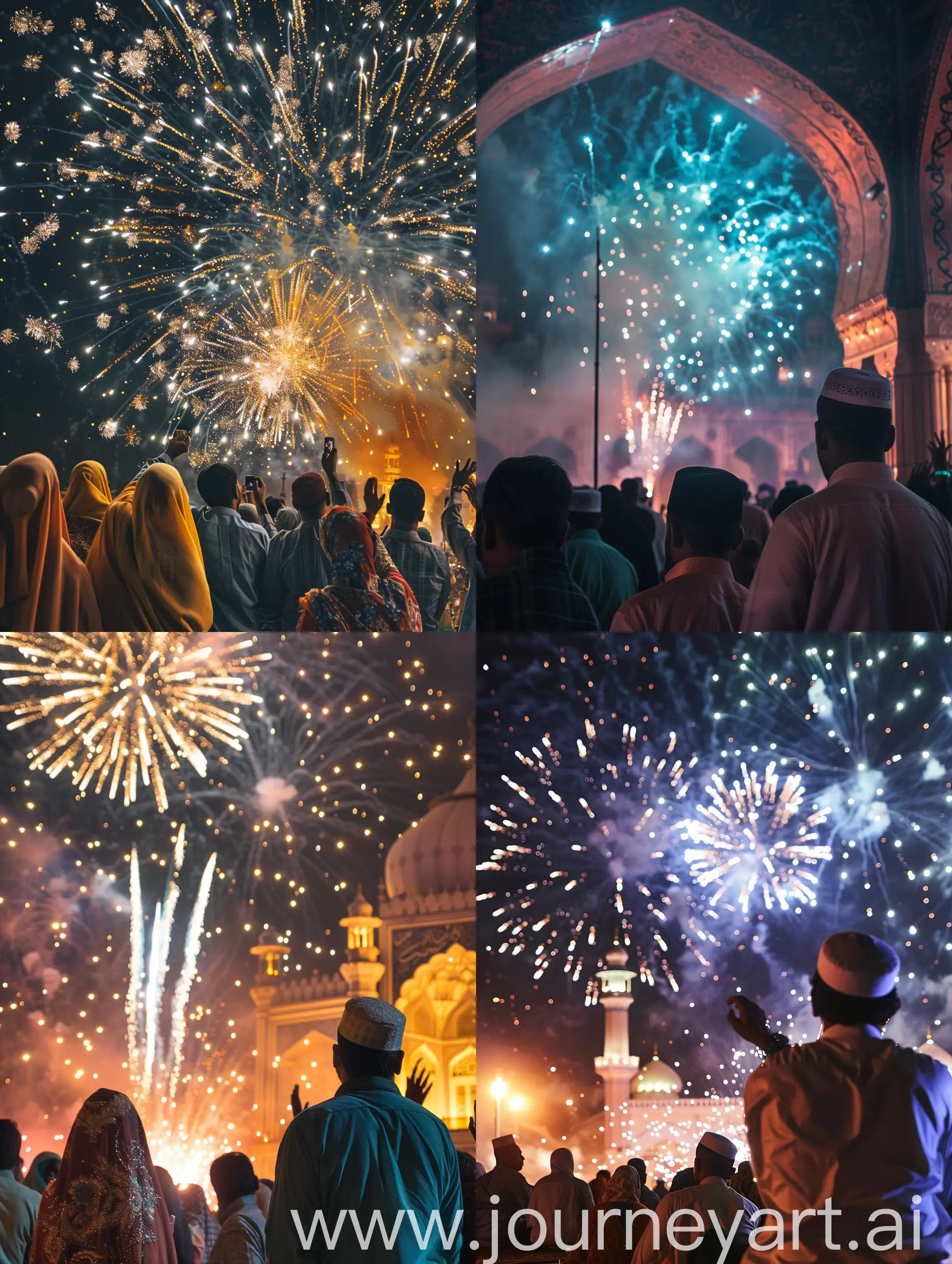 Muslim-People-Enjoying-Vibrant-Fireworks-at-Jamkaran-Mosque