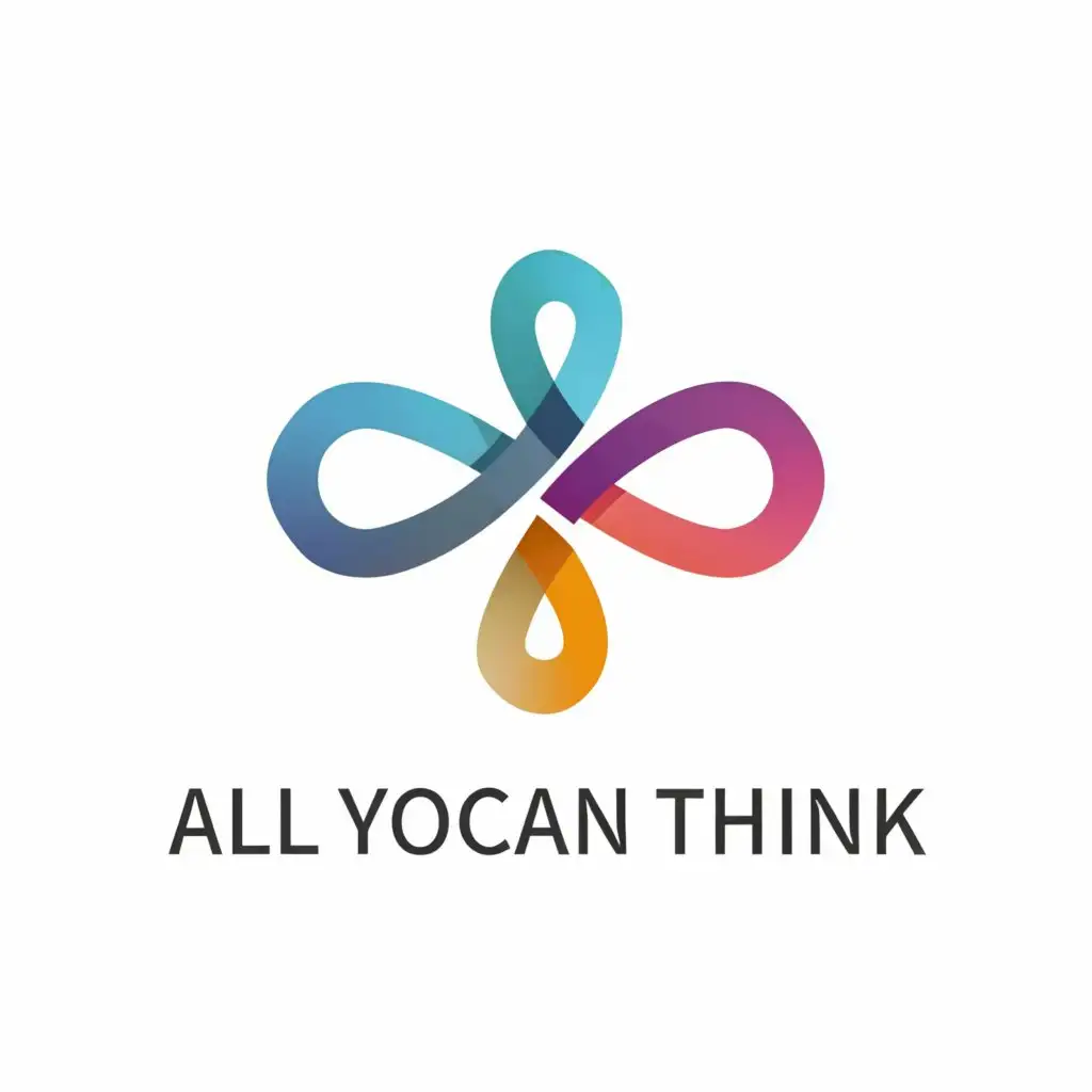 a logo design,with the text "All You Can Think", main symbol:a stylized infinity symbol intertwined with a thought bubble, representing the endless nature of thought,Moderate,clear background