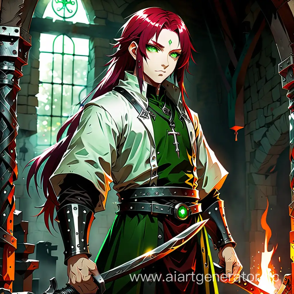 Devoted-Priest-Disciple-of-the-God-of-Blacksmithing-with-Ruby-Hair-and-Green-Eyes