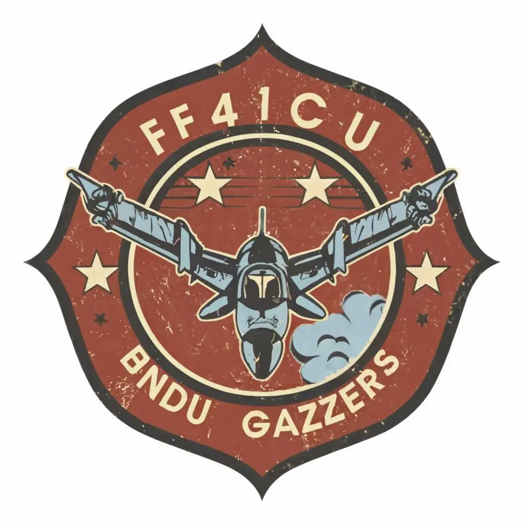 LOGO-Design-For-Bindu-Gazers-F14-Jetfighter-Squadron-Emblem-with-Typography-for-Technology-Industry