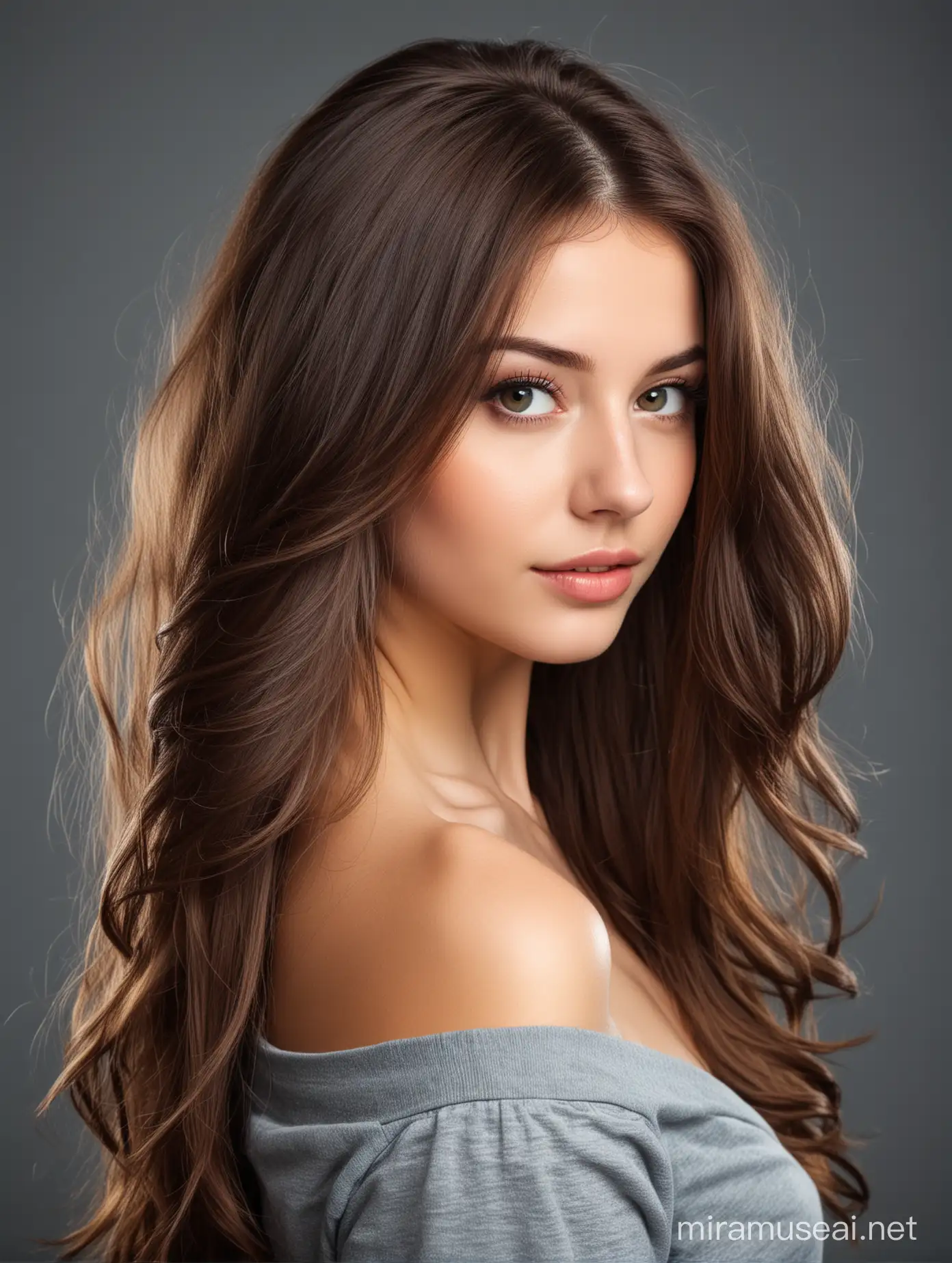 Portrait of a Beautiful Girl with Long Styled Hair