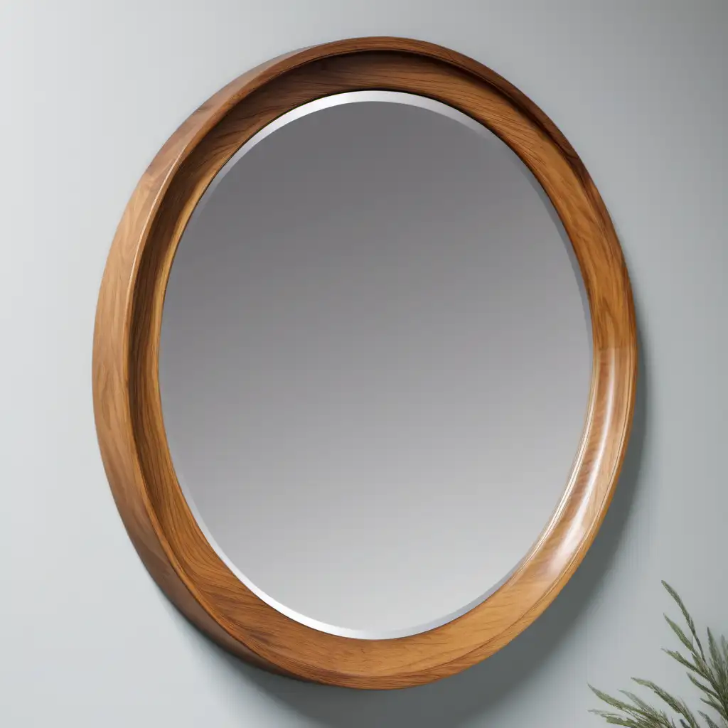 Rustic Round Wooden Mirrors with Leaner Profile for Chic Wall Decor