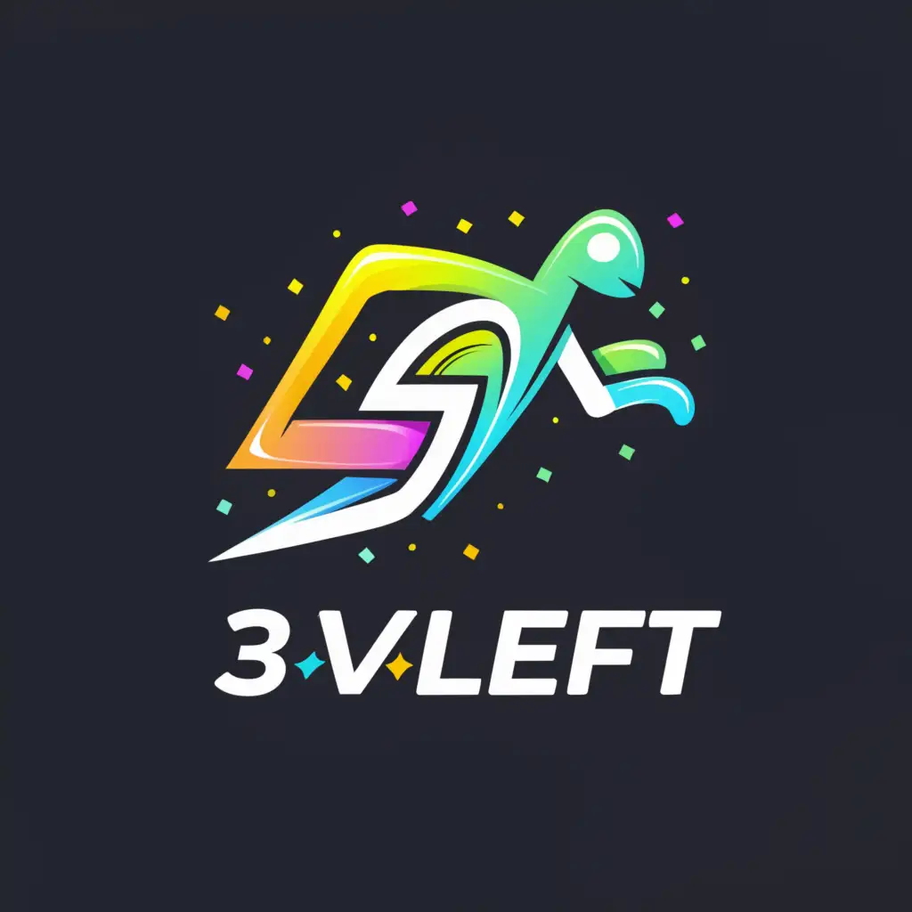 a logo design,with the text '3VLeft', main symbol:running very fast,Moderate, clear background more colorful more fun for kids