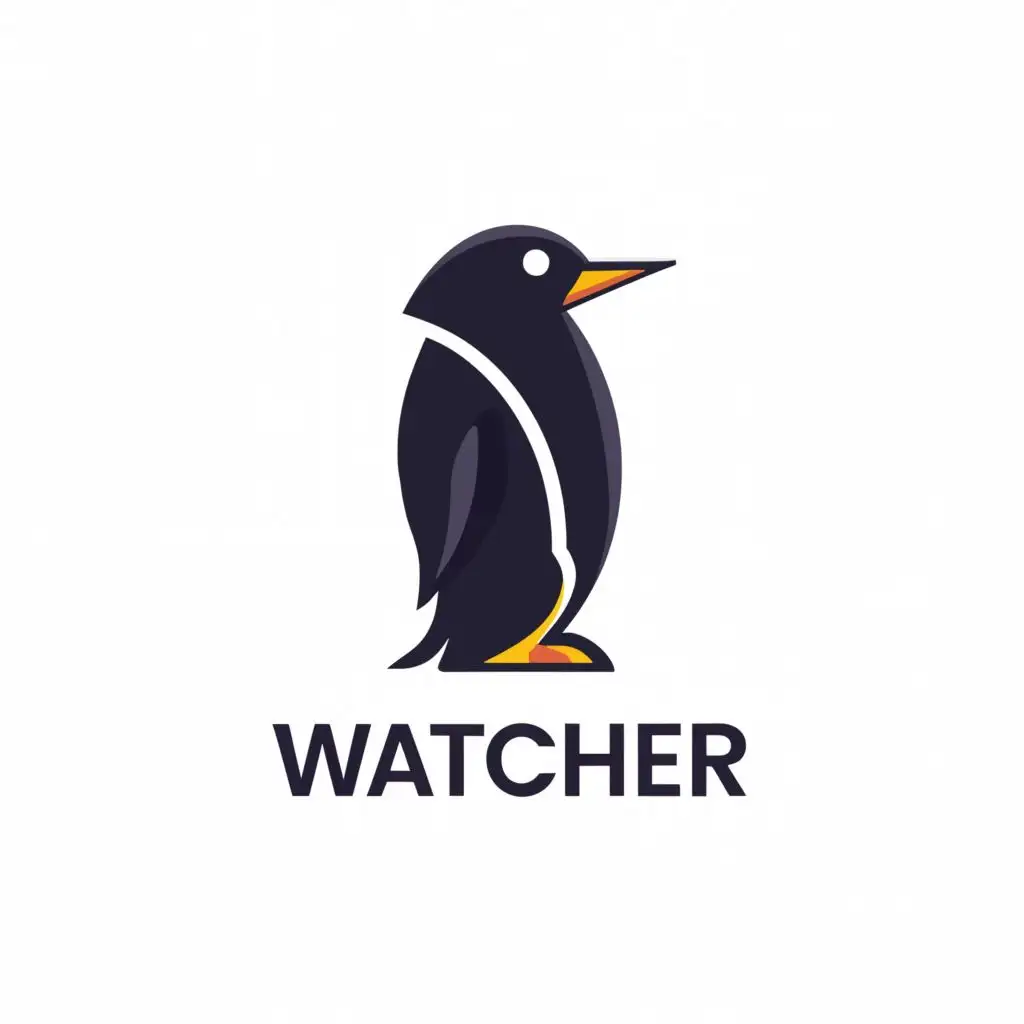 a logo design,with the text "Watcher", main symbol:Penguin,Moderate,clear background