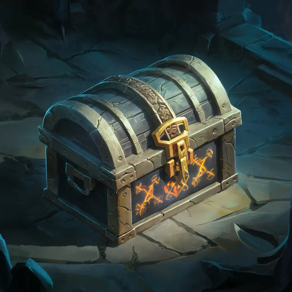 Closed Metal Treasure chest, isometric 45, ultima online