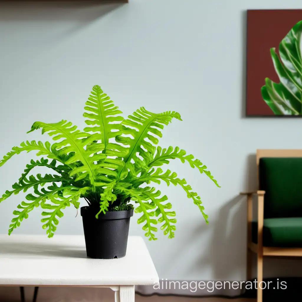 Asplenium nidus plant in a living room