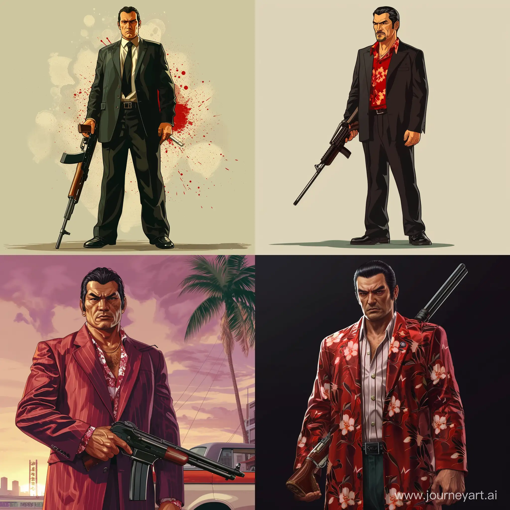 Urban-Yakuza-Mobster-Poses-with-Weapon-in-GTA-Andreas-Style