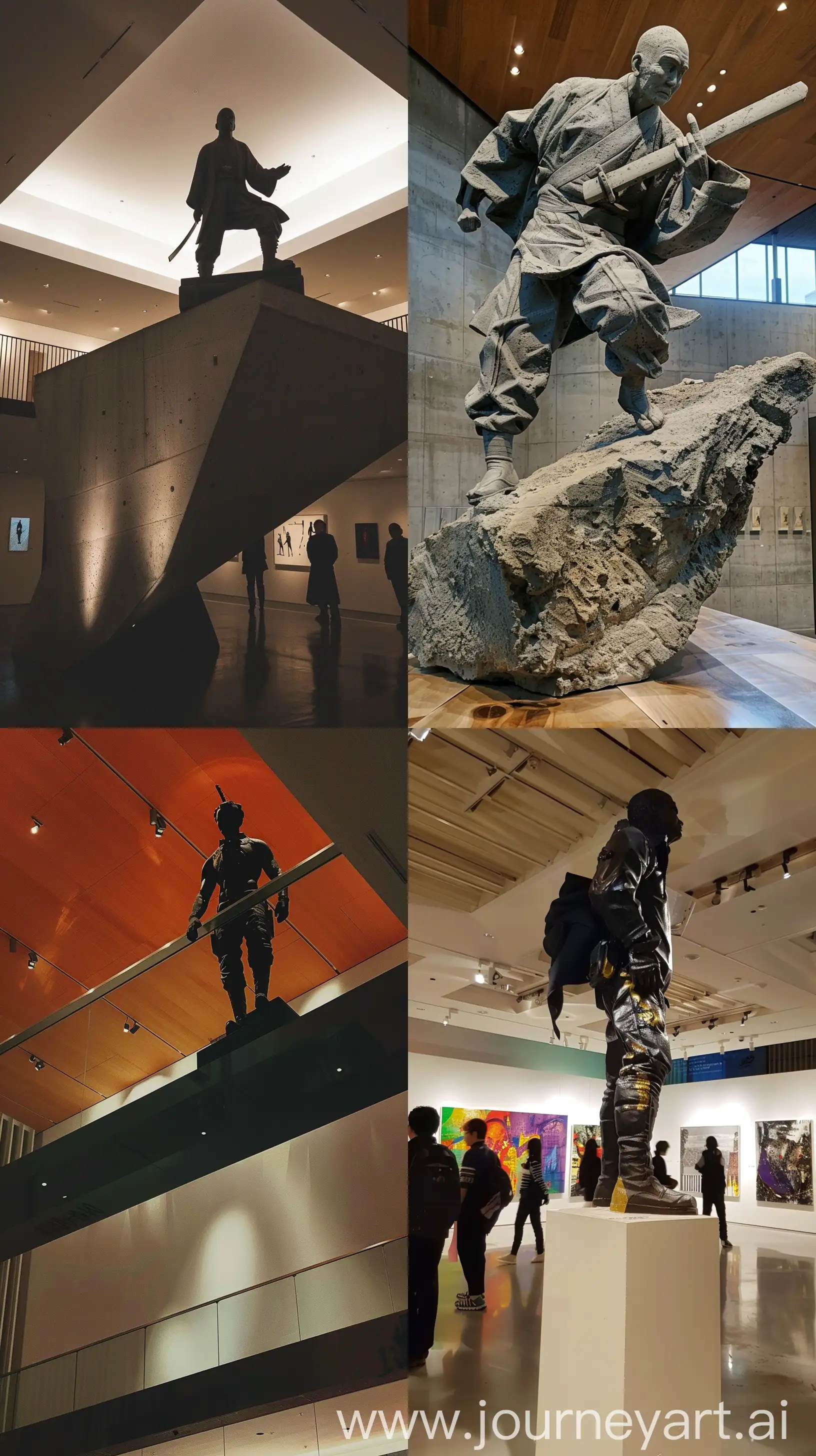 Modern-Art-Exhibition-Gojo-Satoru-Statue-Displayed-in-Contemporary-Setting