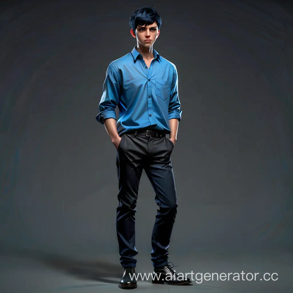 Stylish-Young-Man-in-Modern-Black-Pants-and-Blue-Shirt