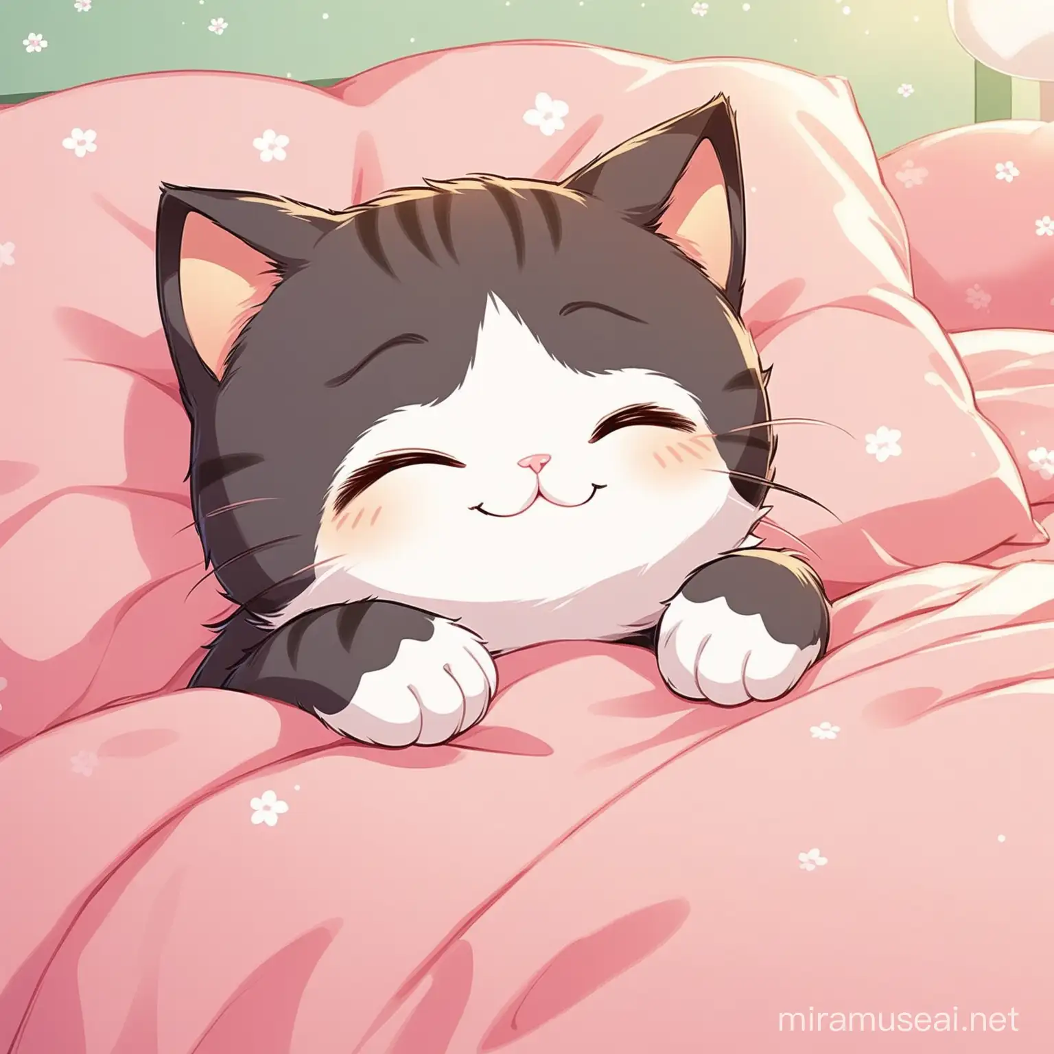 Cute Sleepy Kitten Going to Bed with a Smile