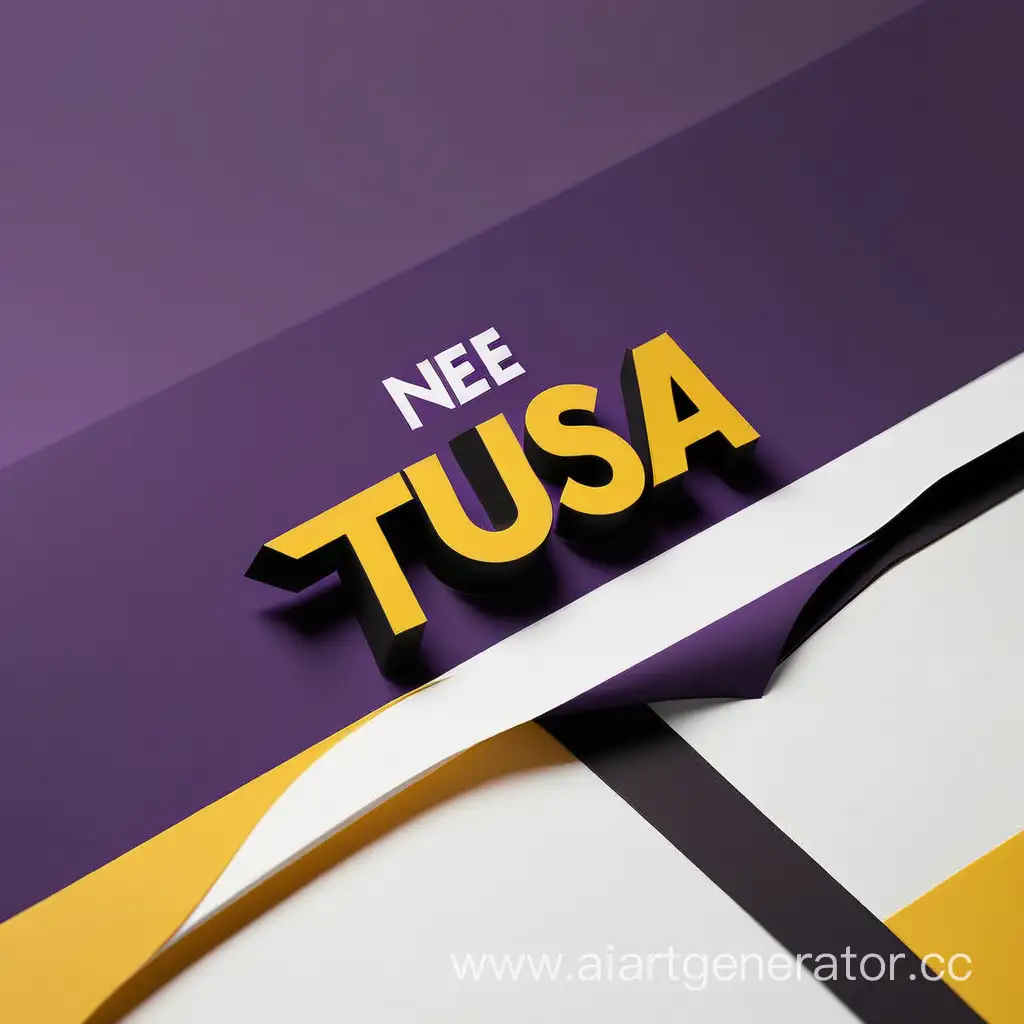 Создай пожалуйста логотип для агенства по созданию мероприятий с названием : "ne tusa "
Цвета: Фиолетовый, приятный жёлтый, и чёрно-белый 
Этот логотип должен отображать позитивное настроение и выглядить очень оригинально