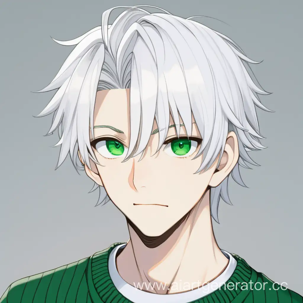 Stylish-15YearOld-with-White-Hair-in-Green-Sweater