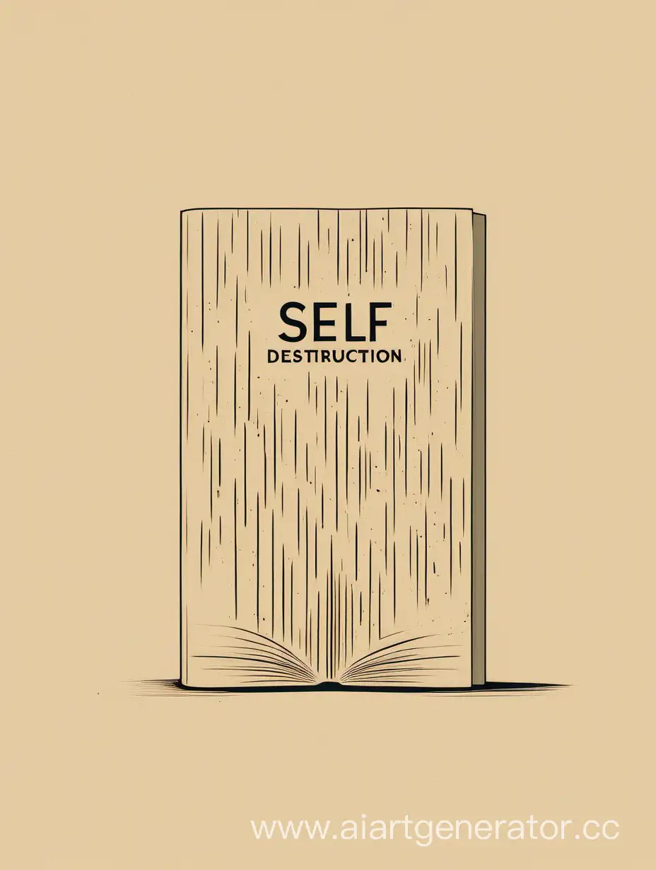 Create a minimalistic cover for a book that talks about self-destruction, beige