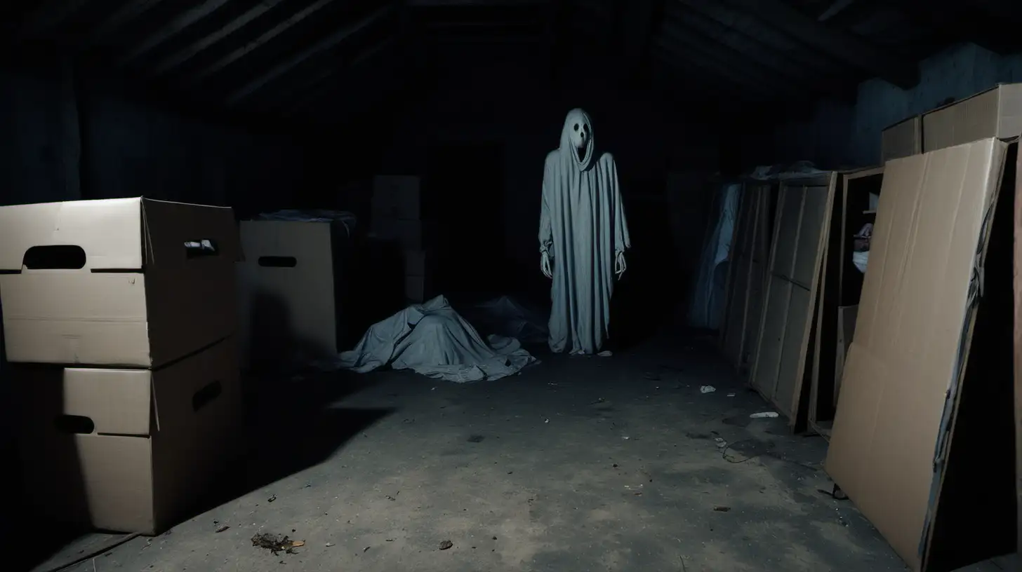 Eerie Presence in Abandoned Attic Mysterious SheetCovered Entity