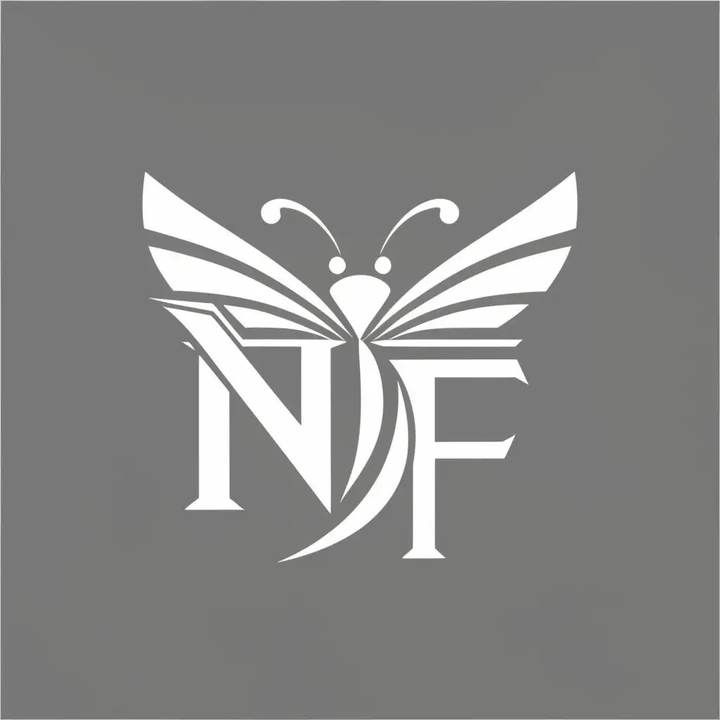 a logo design,with the text "NF", main symbol:Butterfly,Moderate,clear background