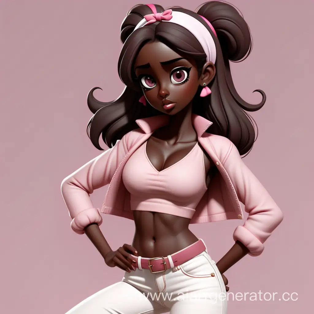 Stylish-Anime-Portrait-of-a-Spanish-Girl-in-Pink-Top-and-White-Jeans