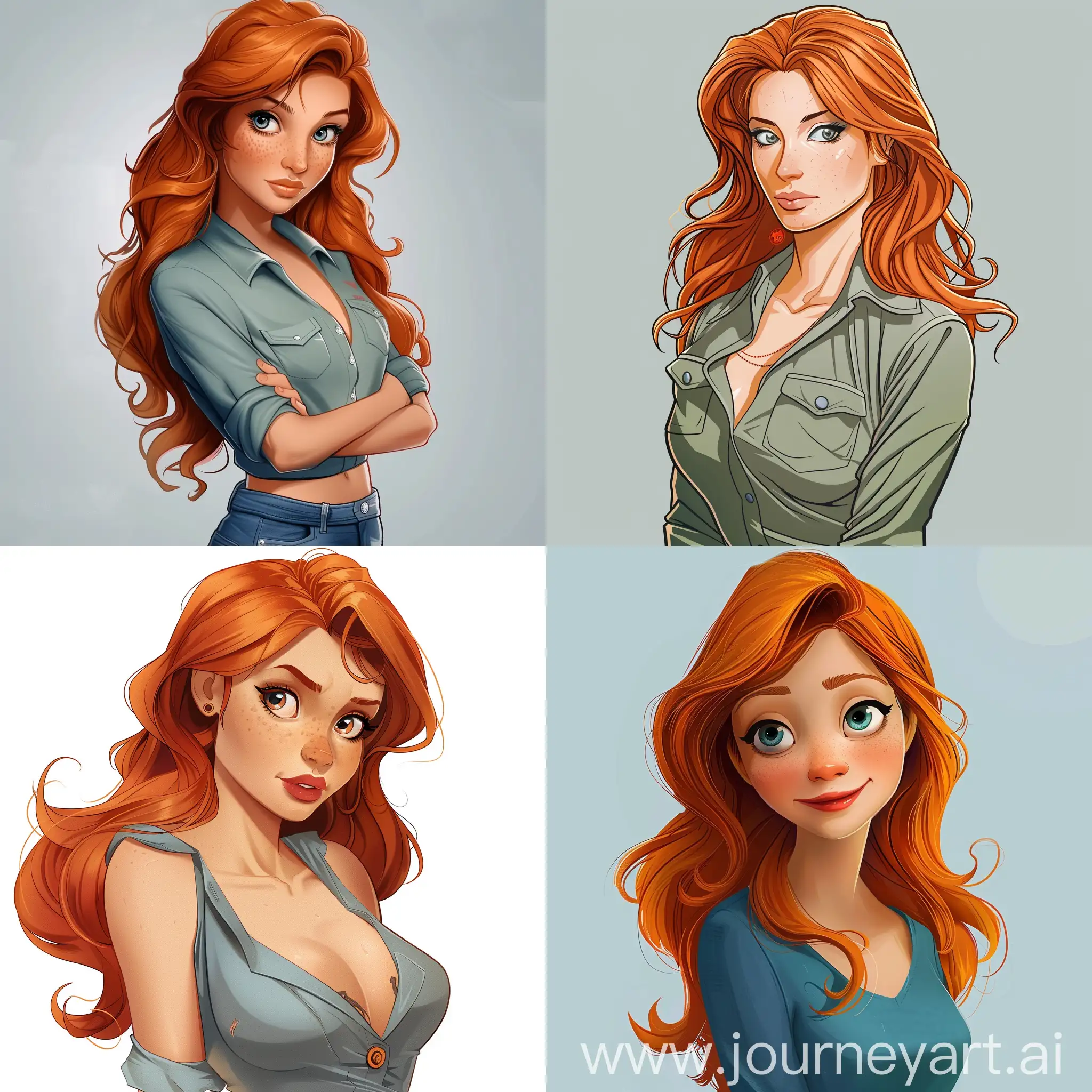 cartoon dean yeagle style redhead young woman