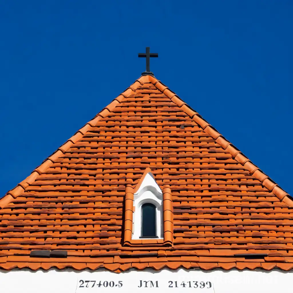 Medieval Church with Triangle Rooftop and Black Cross