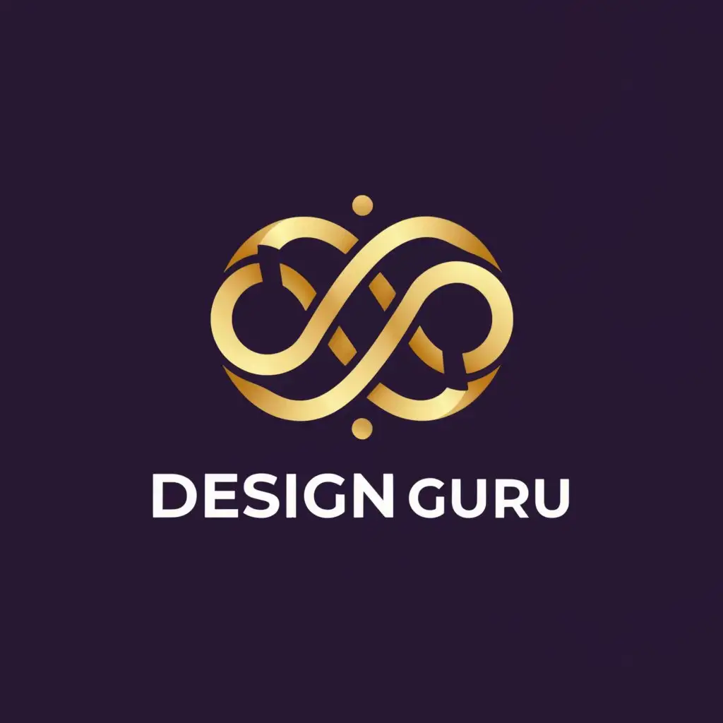 a logo design,with the text "Design Guru", main symbol:guru, infinity, omega, design,Moderate,be used in Internet industry,clear background