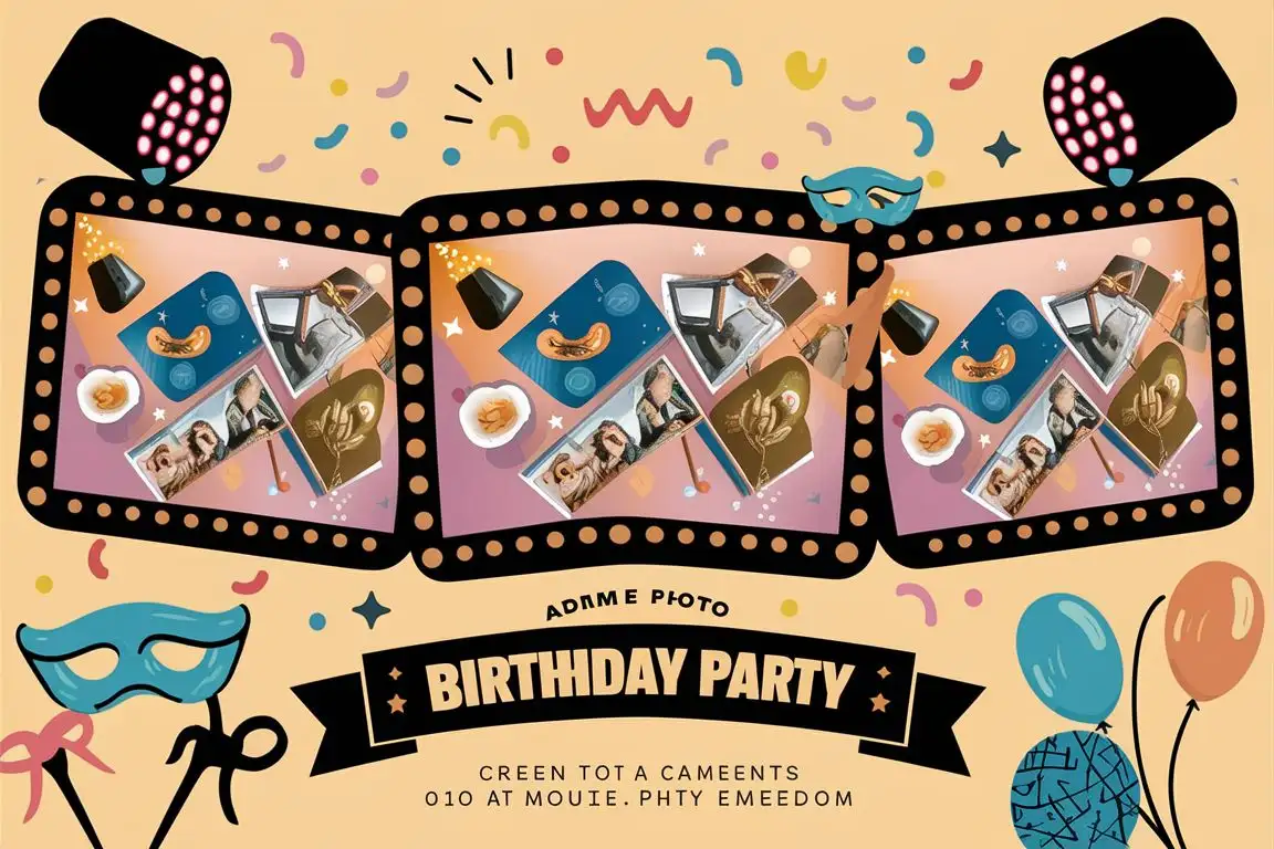 Vibrant Birthday Party Photo Booth Template with Colorful Elegance