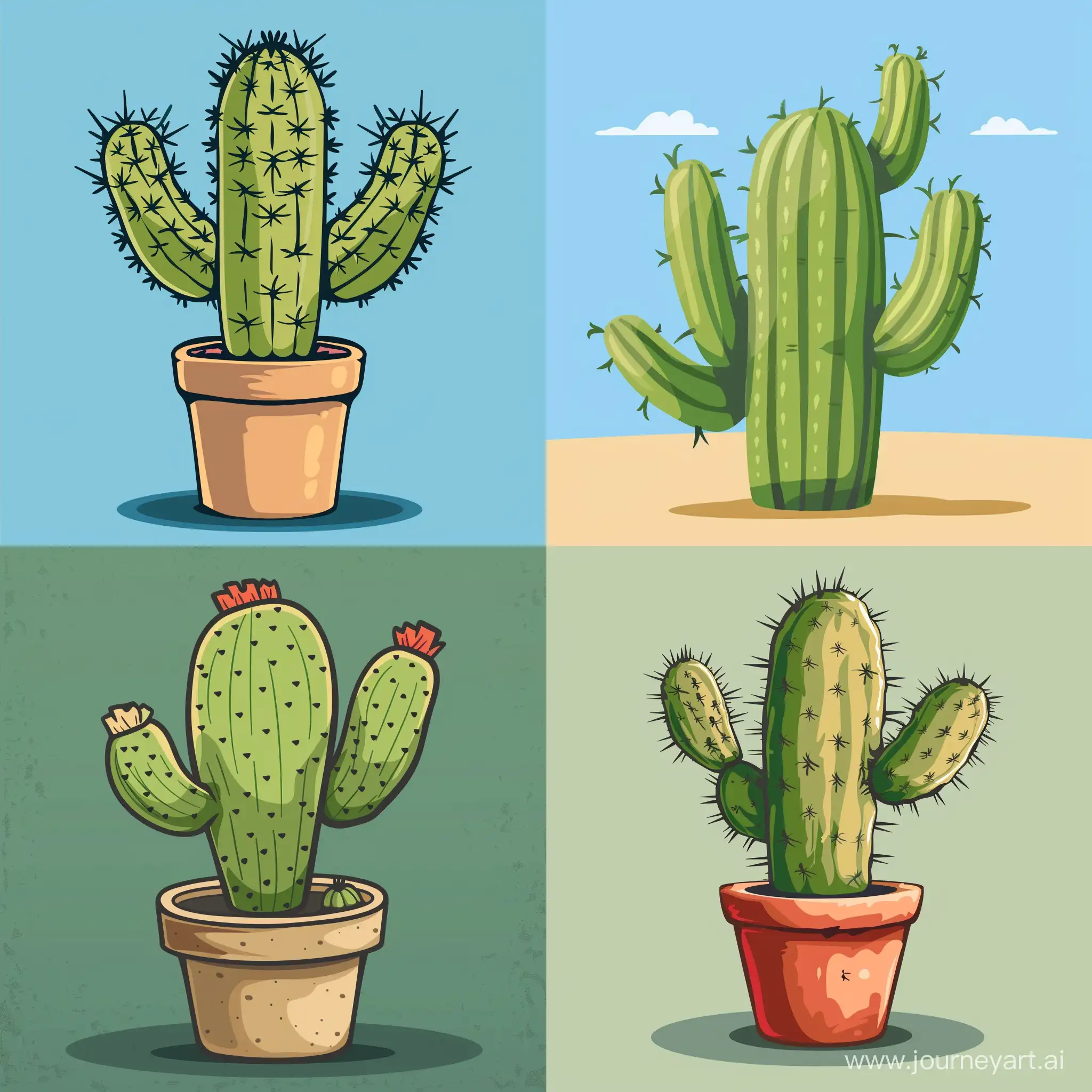 Playful-Cartoon-Cactus-Characters-Dancing-in-a-Desert-Oasis