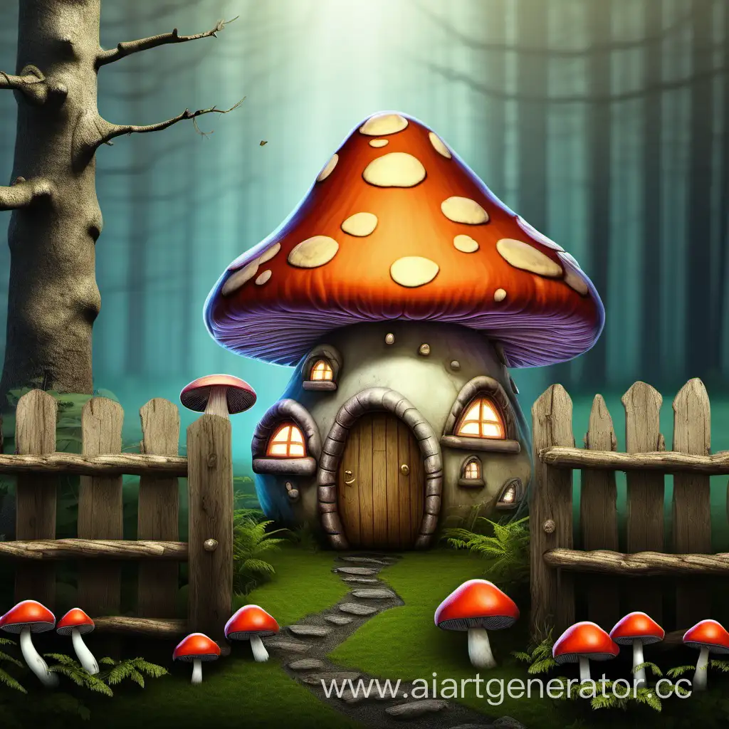 Enchanting-Mushroom-House-in-a-Tranquil-Clearing