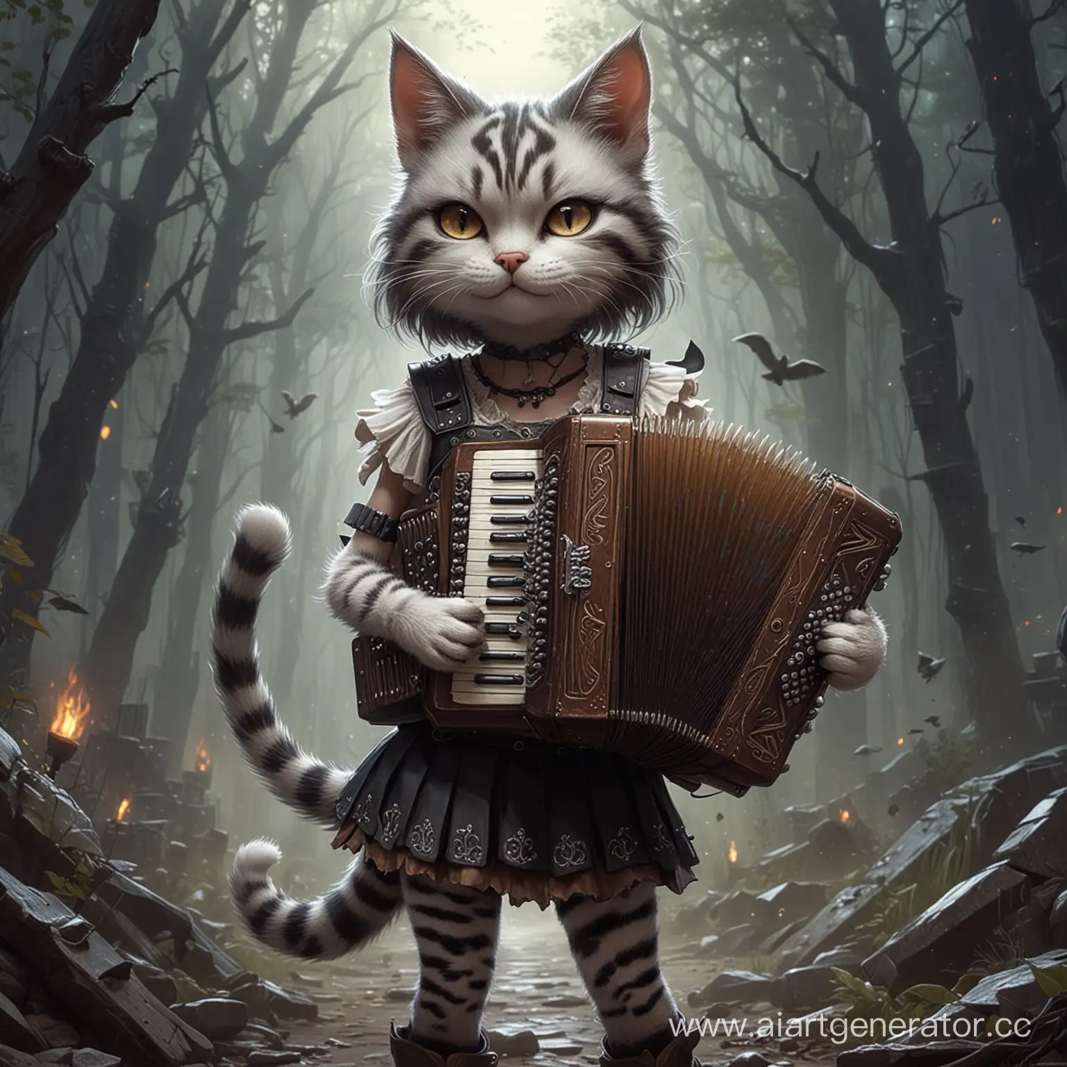 Fury-Cat-Girl-Playing-the-Accordion-in-a-Fantasy-World