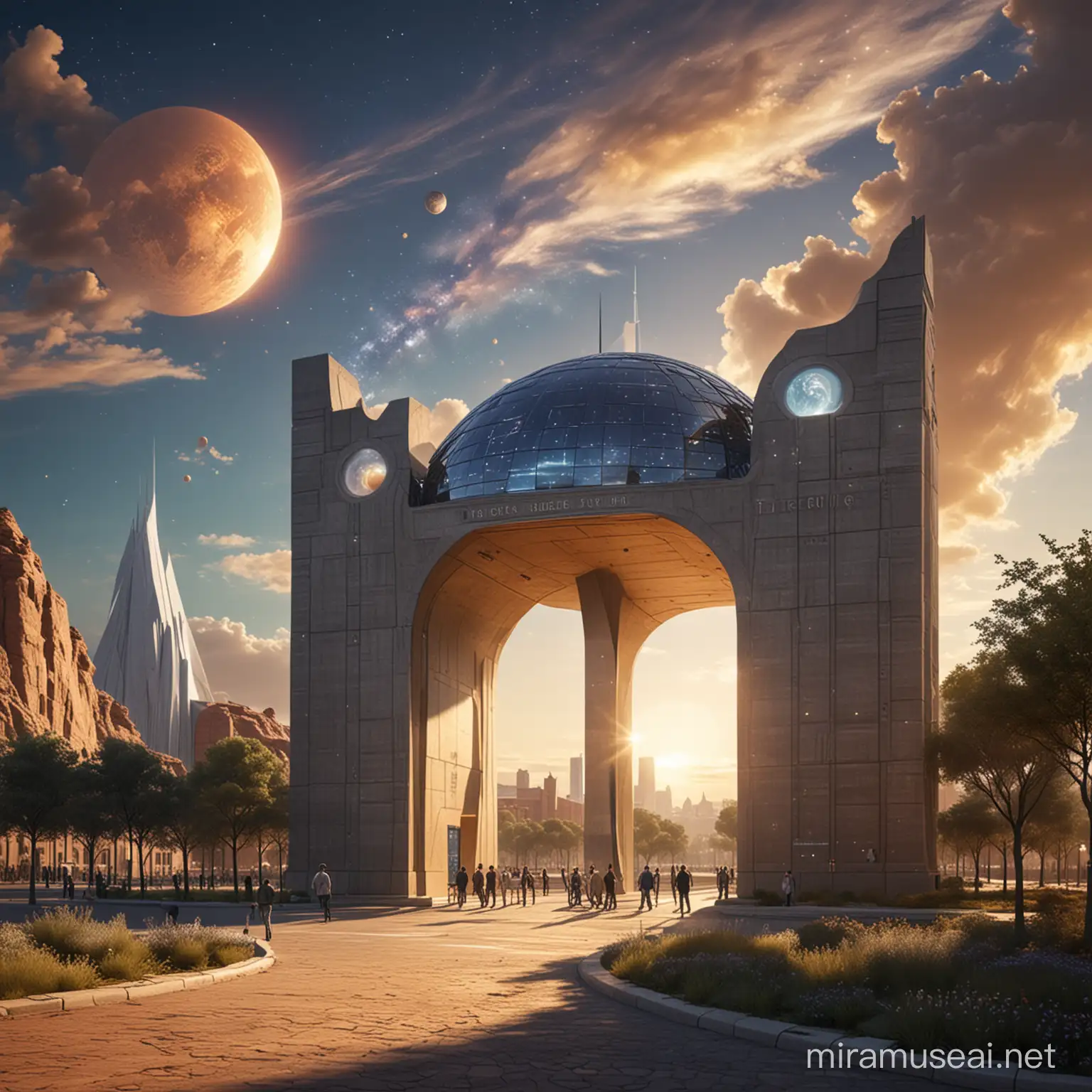 A gateway to a city of scientific inventions inspired by the shape of the solar system


