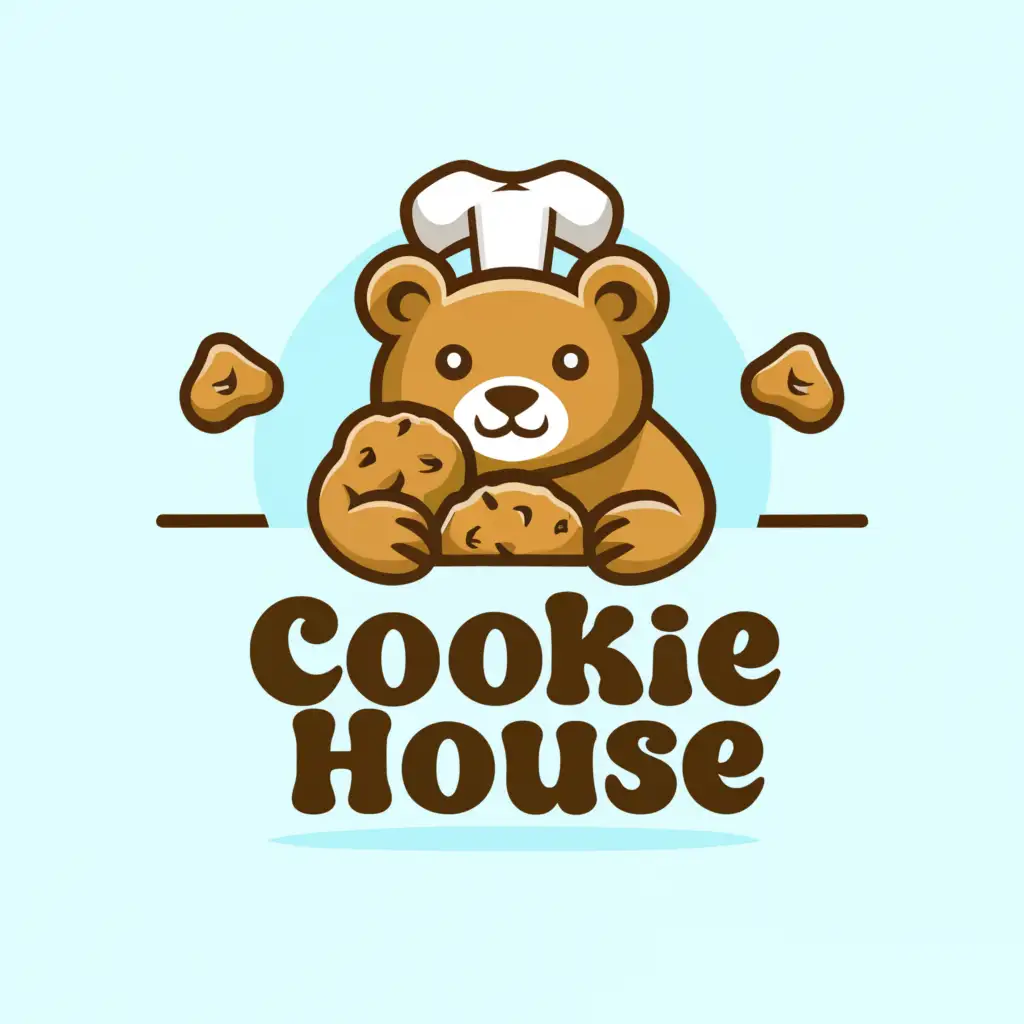 LOGO-Design-for-Cookie-House-Minimalistic-Grizzly-Bear-with-Tiffany-Blue-Background
