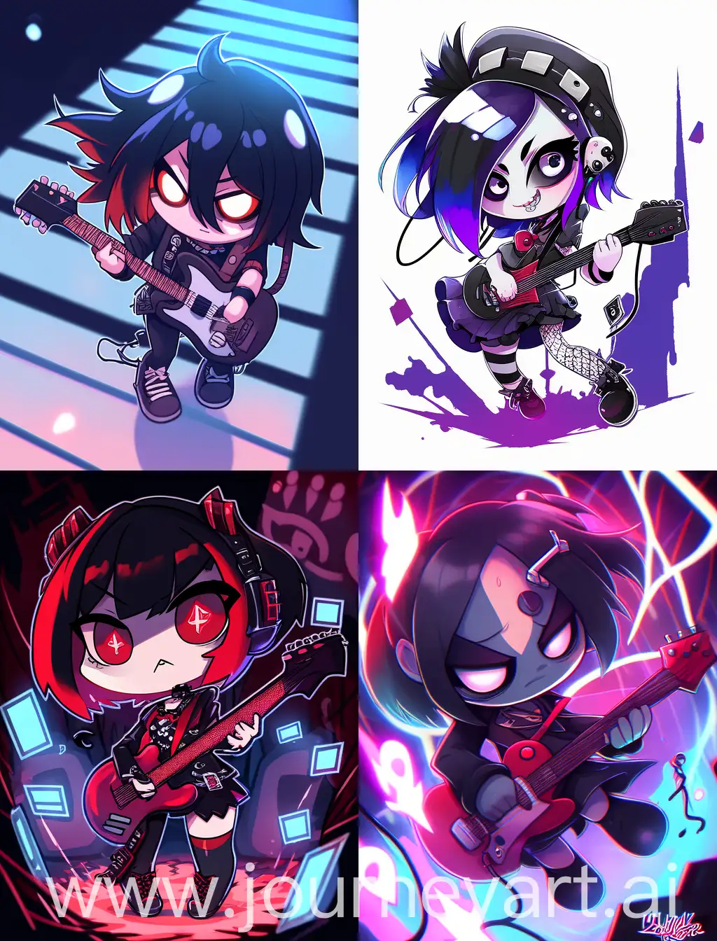 Chibi-Emo-Girl-Playing-Guitar-in-Cartoon-Anime-Style-with-Spooky-Background
