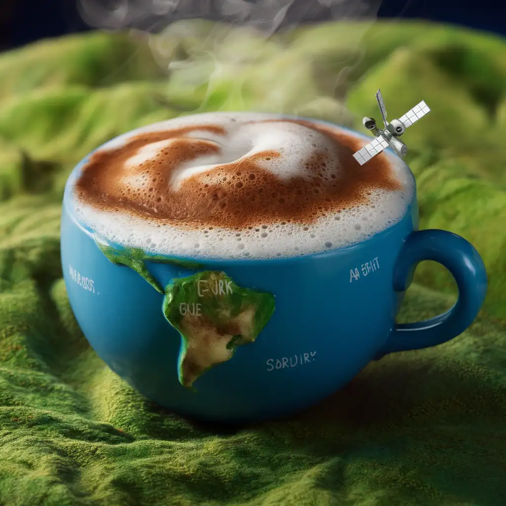 A hot chocolate cup shaped like planet Earth.