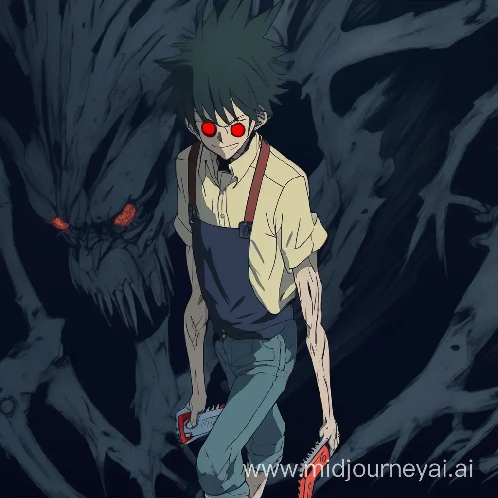 Denji form chainsaw man in studio Ghibli art style