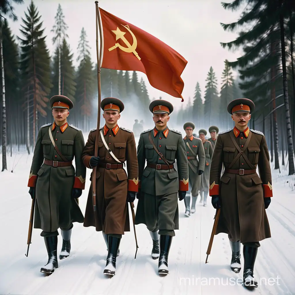 soviet army in finland 1940 with russian flag