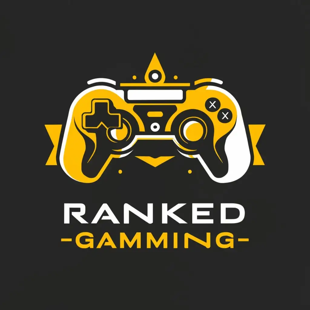 a logo design,with the text "RankedGaming", main symbol:gaming controller head wearing headphones with black background.,Moderate,clear background