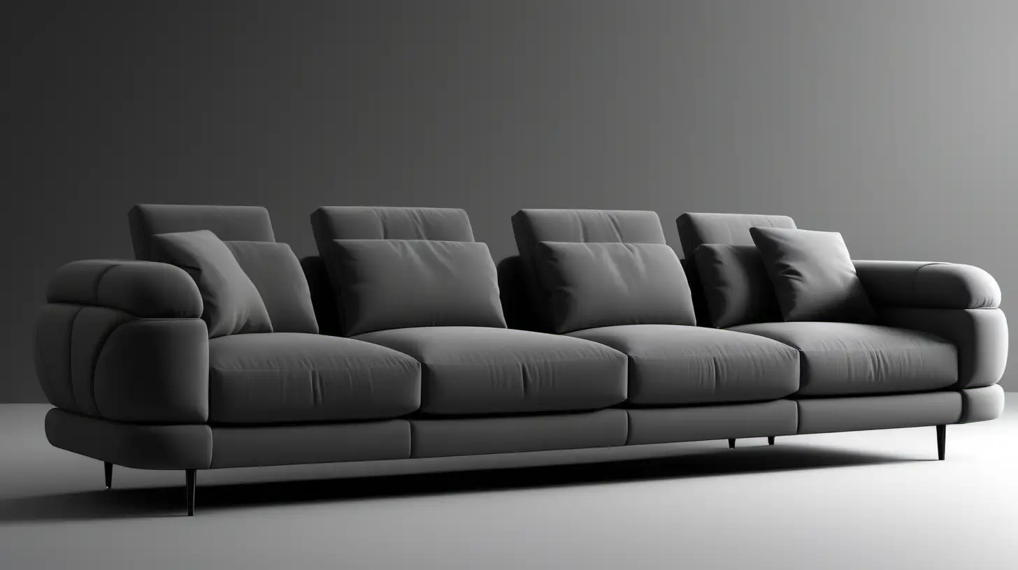 Original design, photos from different angles, three-seater sofa, straight lines, mechanical back, mechanical arm, details on the arm, minimalist design, suitable for simple production, high image quality, HD, 4K, realism, fabric appearance, small round details, different seat designs, cloud looking sleeve design,realistic,showroom back-up,İtalian sofa, round sleeve details,p-shaped arm sofa,3 seat. anthracite Color