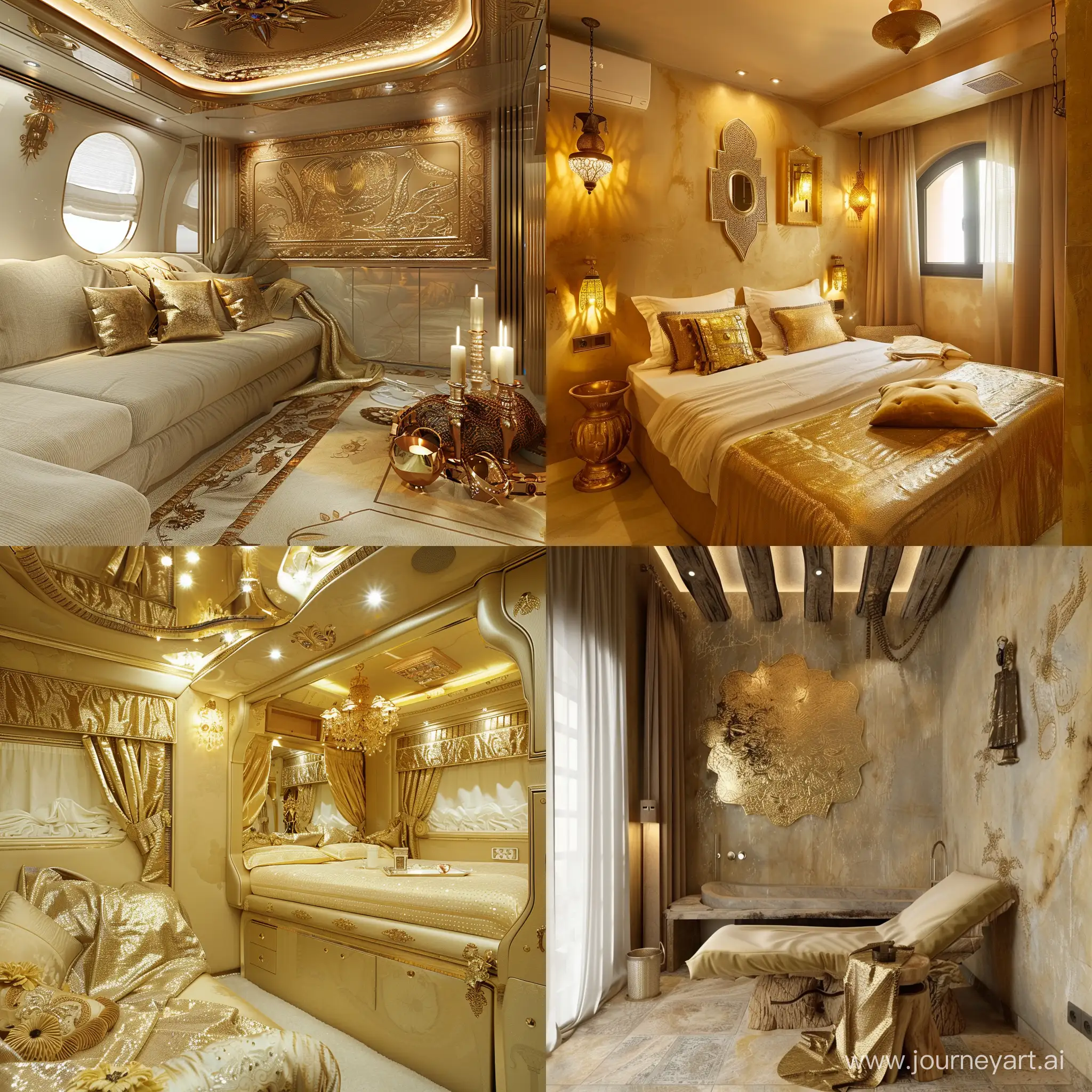 Интерьер гостевой комнаты цыганская золото бежевый очень современный золото драгоценности цыгане