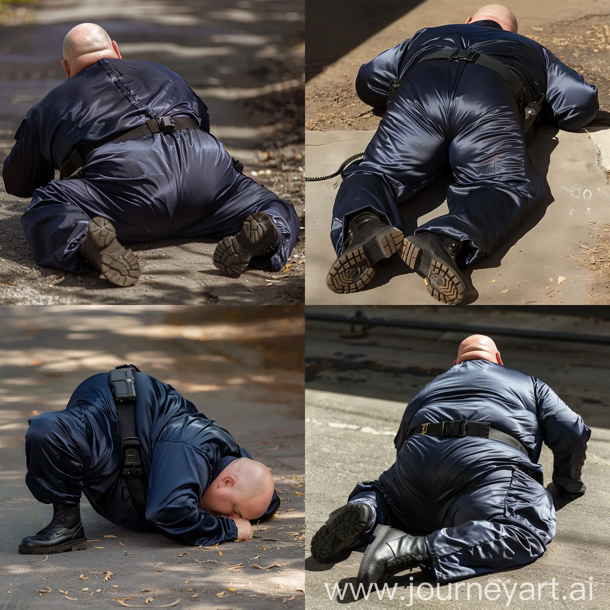 Mature-Security-Guard-in-Navy-Coverall-on-Ground-in-Natural-Light