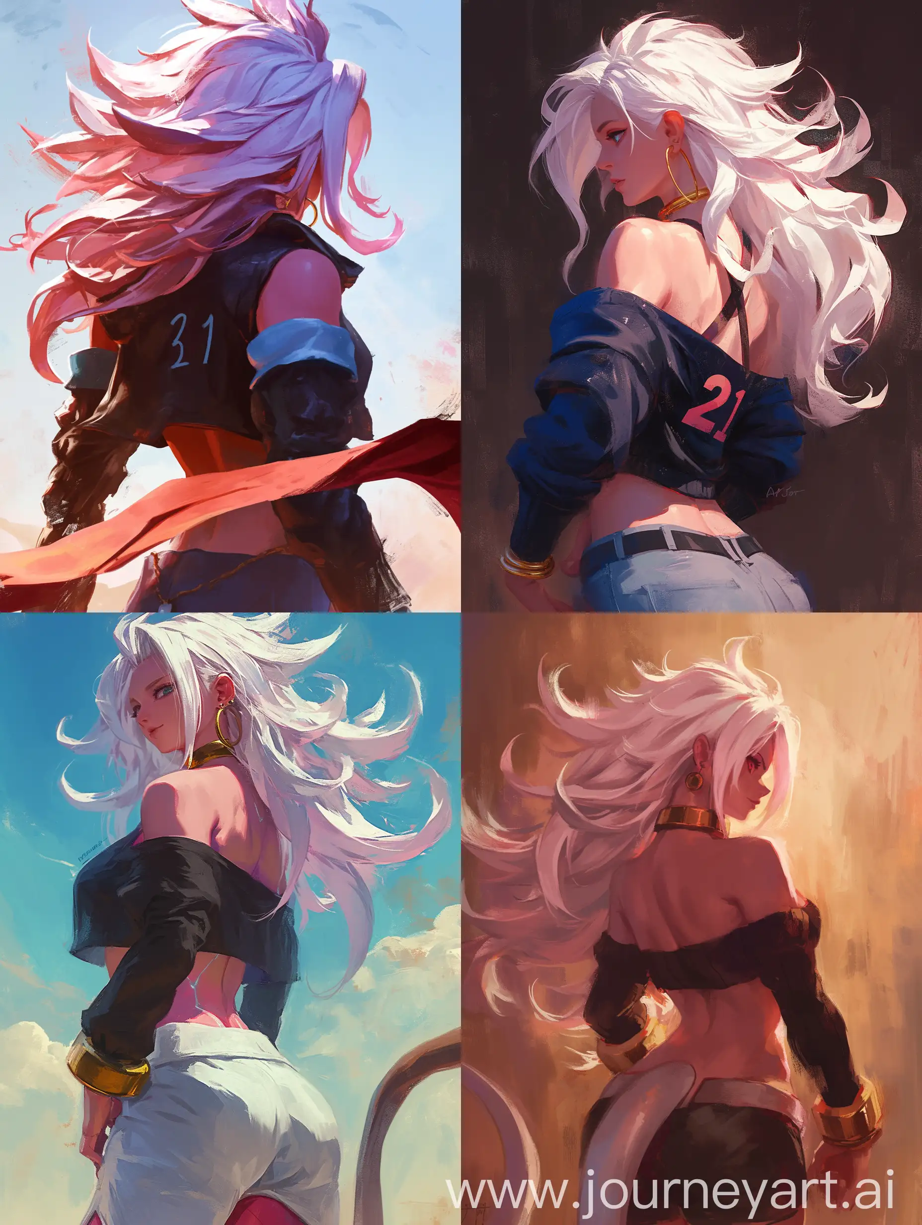 Majin-Android-21-Painting-in-Vivid-Colors-from-a-Rear-Perspective