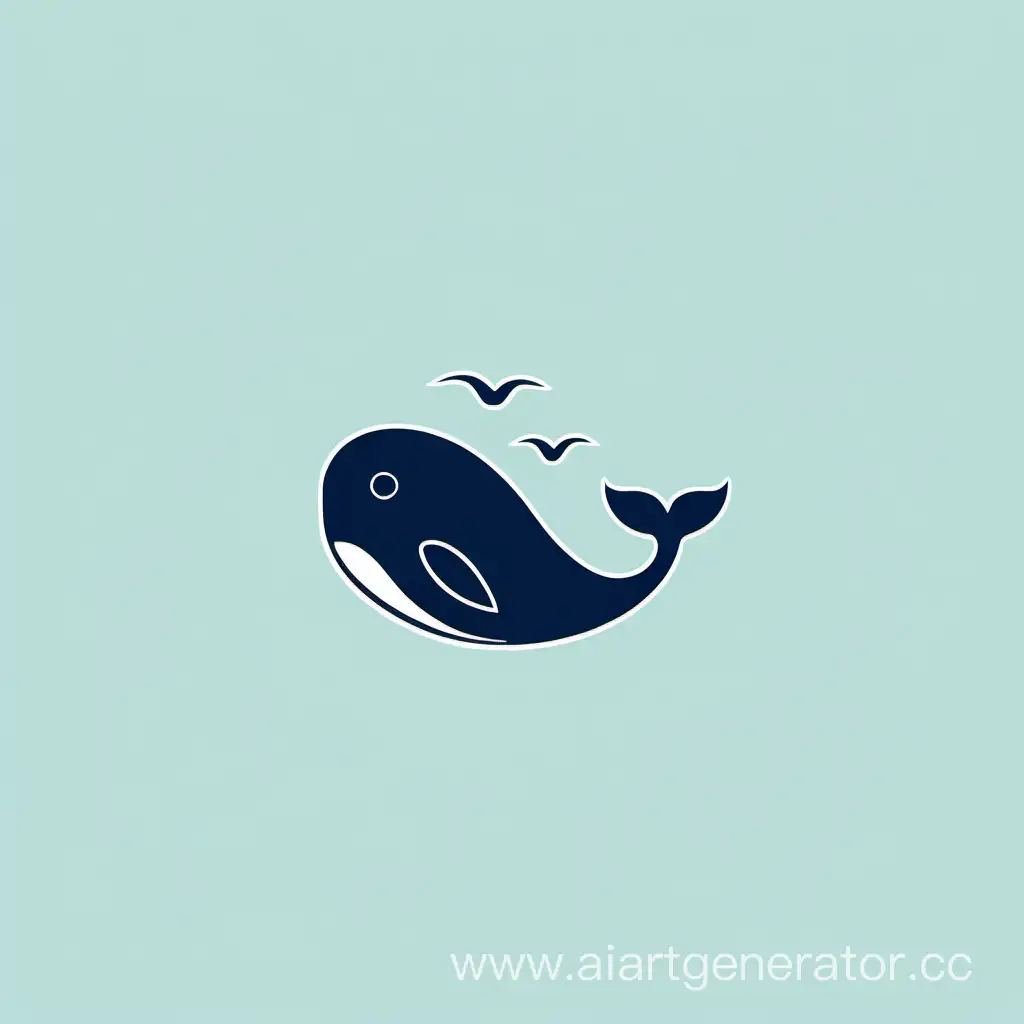Owl and whale in minimalist style for the logo