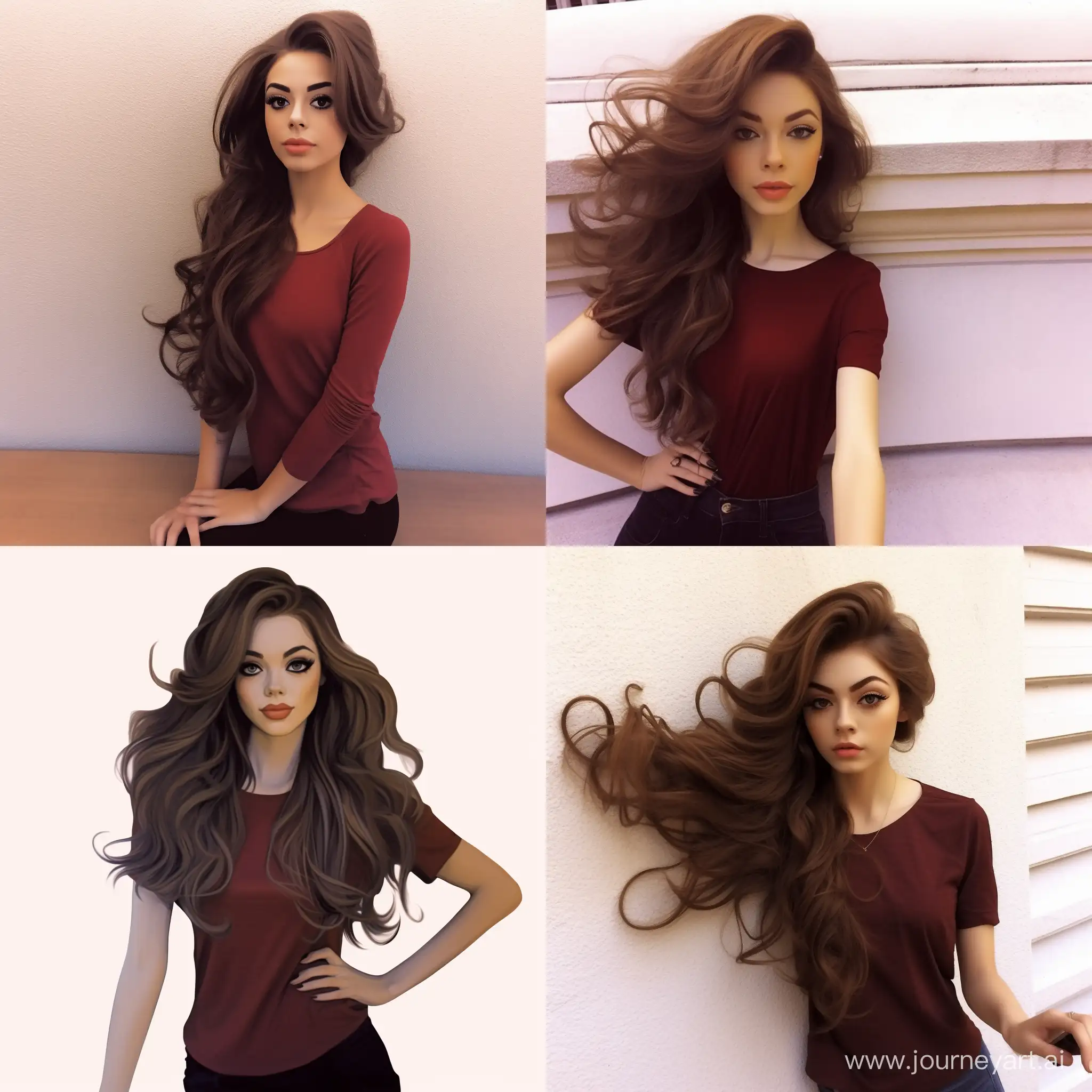 Девушка делающая селфи с декольте распущенные волосы модельная внешность настоящий стиль