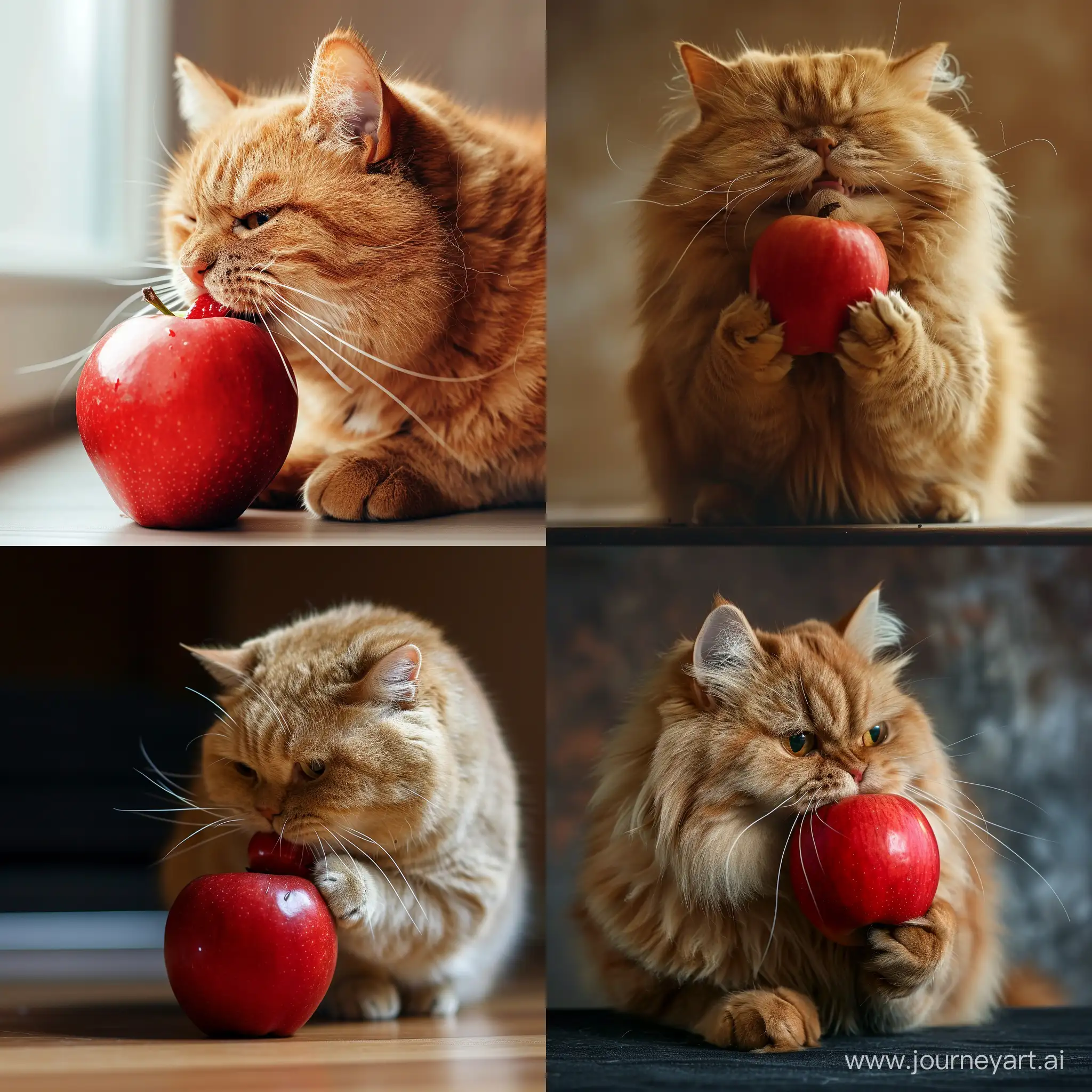 Chubby-Cat-Enjoying-a-Red-Apple-Snack