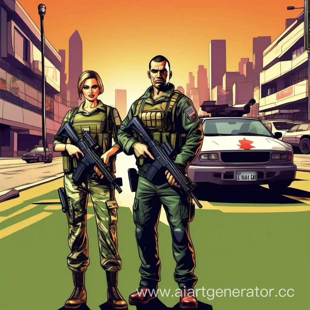 Homeland-Defenders-in-Grand-Theft-Auto-Style-Soldier-and-Officer-Couple